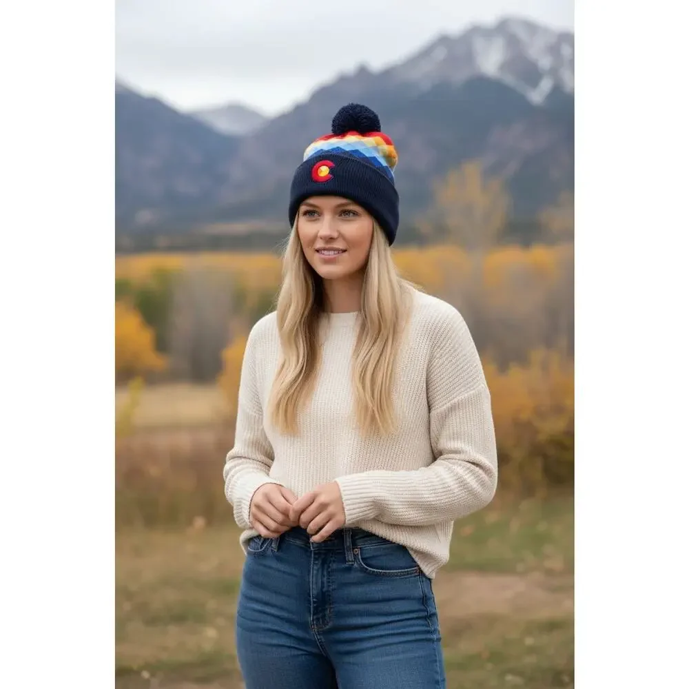 YoColorado Argyle Rainbow Chevron Beanie Touk New